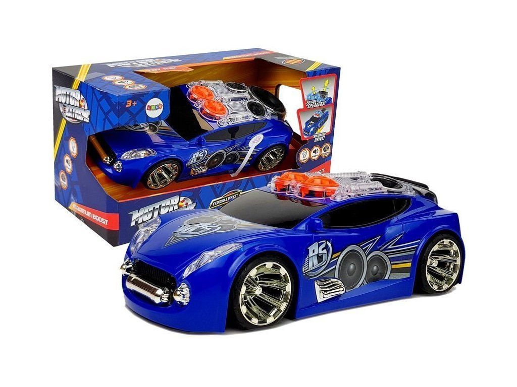 Sportovní auto DJ reproduktory na střeše hudba světla