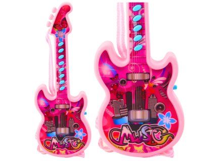 Elektrická Kytara Pro Děti Melodie Solmizační Stupnice 29 cm Růžová