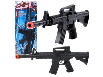 Hračkový Samopal Mechanický Zvuk Střelby 32 cm Černý