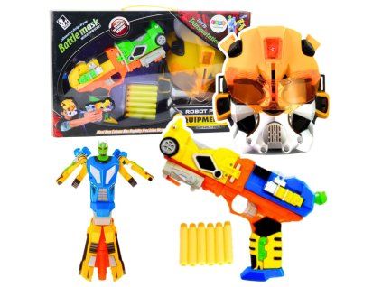 Pistole na pěnové šipky Robot 2v1 Maska 6 Šipek