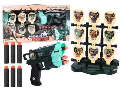 Dětská pistole Sada s terčem pěnové šipky Dinosauři Zelená