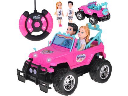 RC auto pro panenky + figurka chlapec a holčička růžové