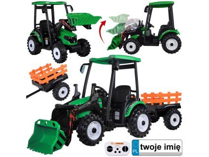 Dětský TRAKTOR elektrický na akumulátor Velký s přívěsem a lžící