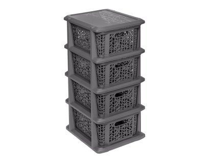 Antracitový plastový regál s 4 šuplíky Bamboo BRANQ