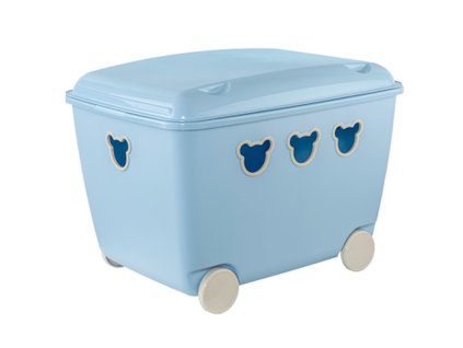 Modrý plastový box s víkem na kolečkách Bear 55 l BRANQ