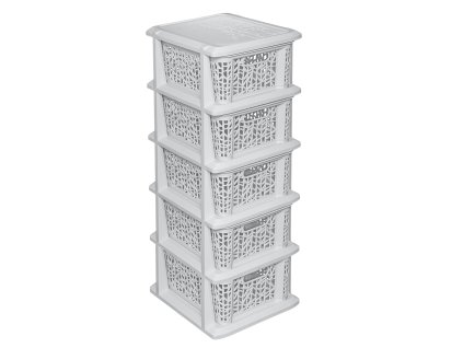 Krémový plastový regál s 5 šuplíky Bamboo Antic BRANQ