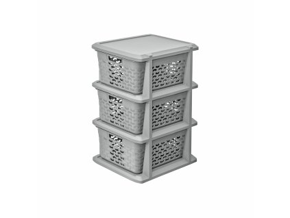 Světle šedý plastový regál se 3 šuplíky Cotton BRANQ