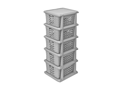 Světle šedý plastový regál s 5 šuplíky Cotton BRANQ