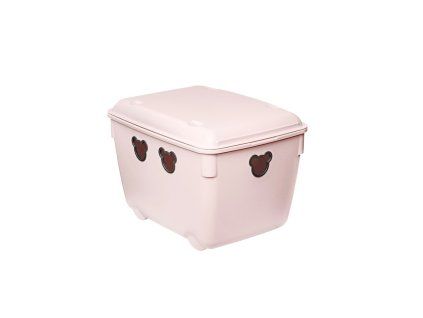 Růžový plastový box s víkem na kolečkách Bear 40 l BRANQ