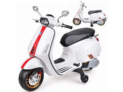 Dětský elektrický skútr VESPA s melodiemi BÍLÁ