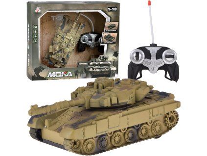 RC tank s otočnou věžičkou a zvuky hnědý