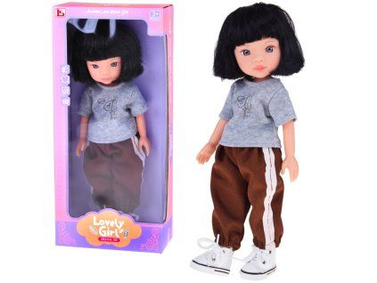 Panenka Lovely Girl 33 cm s krátkými černými vlasy