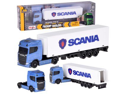 Tahač kovový Maisto SCANIA 770S s návěsem modro-bílý