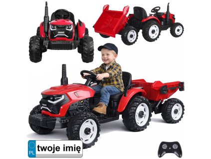 Elektrické autíčko TRAKTOR s přívěsem červené