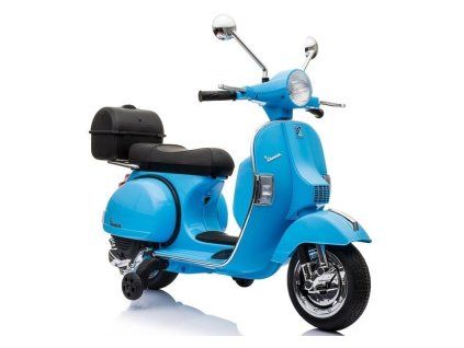 Dětský elektrický skútr Vespa LED světla MP3 panel Modrý