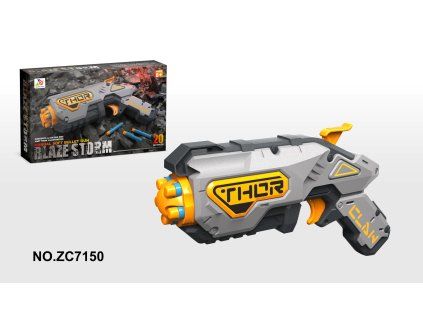 Pistole na pěnové náboje Blaze Storm Manuální Šedá + 20 Bezpečných Nábojů + Pružinový Mechanismus