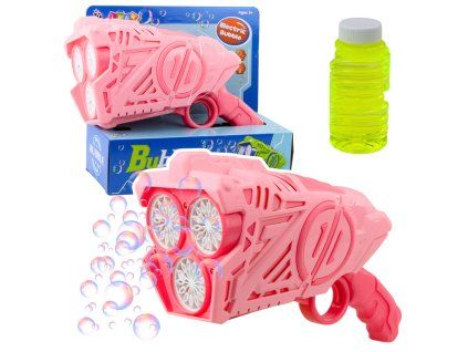 Pistole Na Mýdlové Bubliny Na Baterie LED Světla Růžová