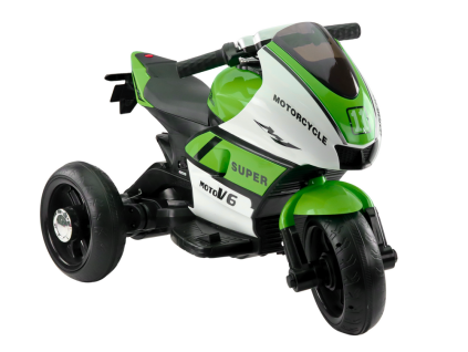 Dětská elektrická motorka tříkolka HT-5188 LED světla MP3 zelená