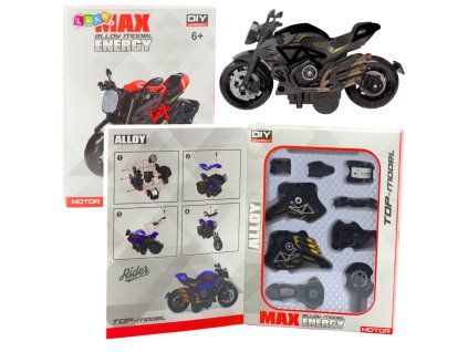Motocykl Ke Skládání A Šroubování 1:14 Kovový Černý Zlaté Prvky