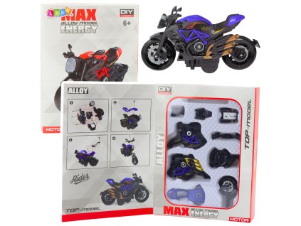 Motocykl DIY 1:14 Kovový černo-modrý