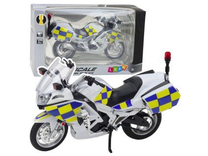 Policejní Motocykl 1:12 Světla Kovový Bílý