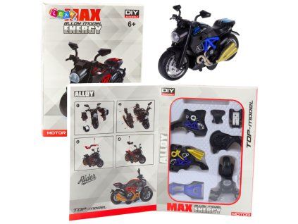 Motocykl DIY 1:14 Kovový Modrý