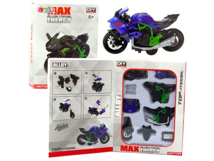 Motocykl K Sestavení DIY 1:14 Kovový Zeleno-Modrý