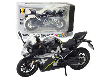 Sportovní Motocykl 250 SR 1:12 Světla Černý Kovový