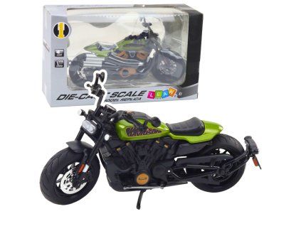 Motocykl Chopper Kovový 1:12 Černý Zelené Prvky