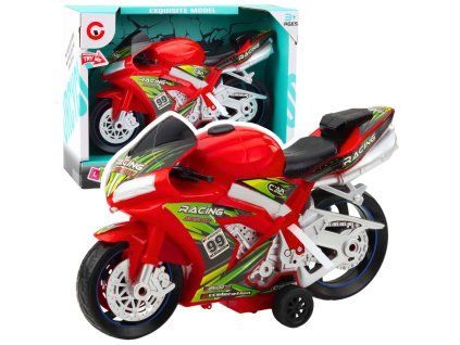 Motorka Závodní Silniční Pohon Světla Červená