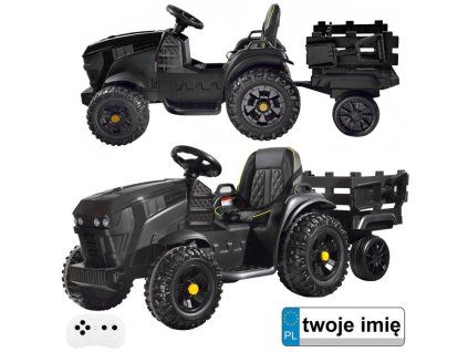 Elektrický traktor pro děti + přívěs Černý