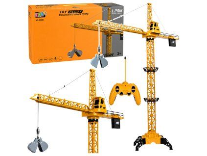 RC stavební jeřáb dálkově ovládaný otočný 360° 71 cm žlutý