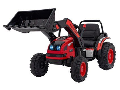 Elektrický traktor bagr pro děti Červený + Pohyblivé rameno lžíce + Dálkové ovládání