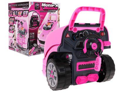 Sada malého mechanika Růžové autíčko s motorem na opravu