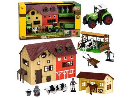 Sada Farma s traktorem a stodolou figurky zvířat 37 dílů