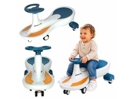 Jezdzik grawitacyjny LED Swing Fix S4 swiecace kola z muzyka grajacy 76cm niebiesko bialy max 100kg 186581