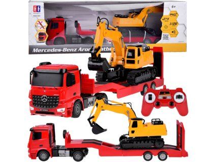 RC souprava Mercedes Nákladní auto + Návěs Bagr v měřítku 1:26