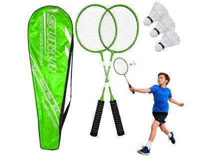 Badmintonový set 3 míčky obal zelený