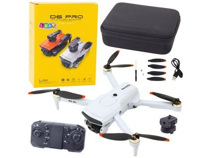 Dron D6 PRO kamera LED světla světle šedý