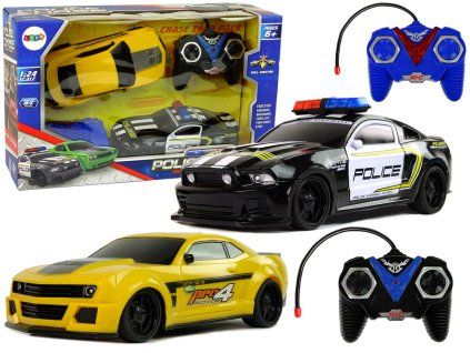 RC auta Policejní honička Žluté sportovní auto Dálkové ovladače