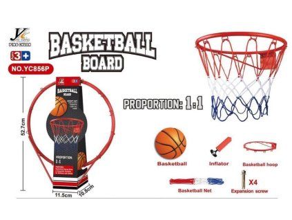 Basketbalový koš kovový pro děti 3+ + Obruč + Síťka + Míč + Pumpička