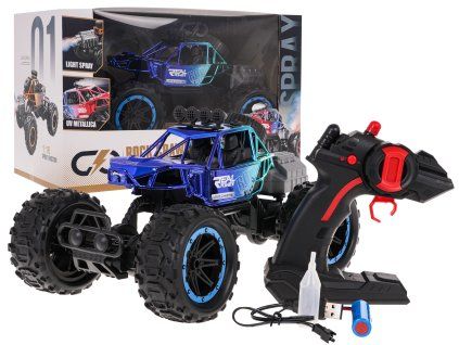 Modré RC auto Crawler REAL ROCK s funkcí kouře