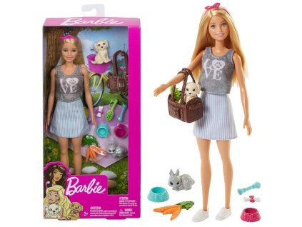 Panenka Mattel Barbie se zvířátky sada s doplňky