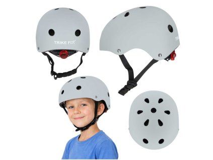 Kask rowerowy dla dziecka Trike Fix dzieciecy regulowany LED M 55 58cm szary ciemny 184284