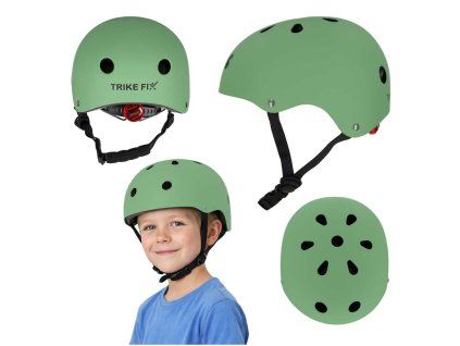 Kask rowerowy dla dziecka Trike Fix dzieciecy regulowany LED M 55 58cm zielony ciemny 184280