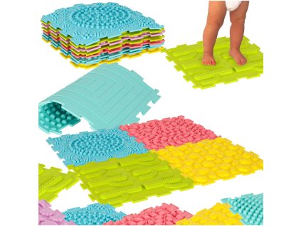 Senzorické puzzle Montessori pro masáž nohou 8 dílků