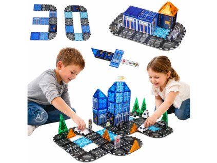 Klocki magnetyczne konstrukcyjne 3D policja radiowozy 91 elementow 188363