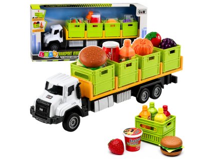 Zelené nákladní autíčko s potravinami 1:55
