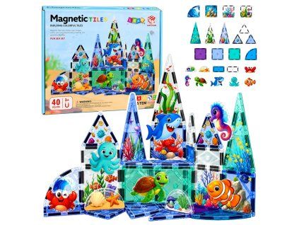 Magnetické kostky Mořská zvířata Konstrukční 40 dílků