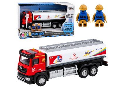 Cisternové auto se světly a zvuky 1:40 kovové červeno-bílé